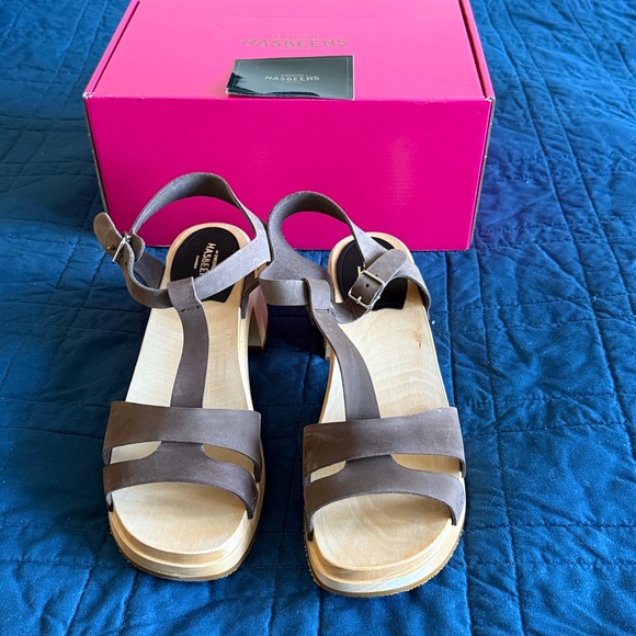 NIB Swedish Hasbeens Birgit Brown Sandal Clog with Heel Platform, US 9 EU 40 - Picture 2 of 10